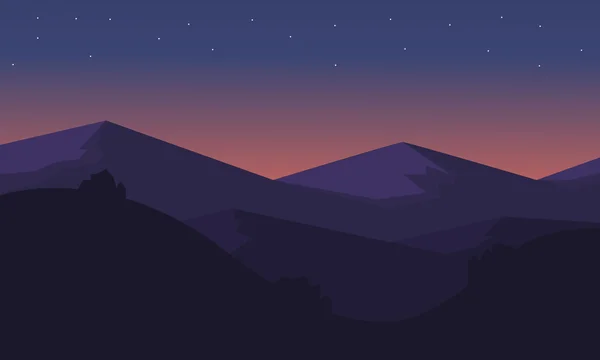 Silueta de montaña por la noche — Vector de stock