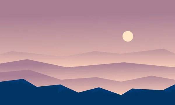 Belles collines de paysage au coucher du soleil — Image vectorielle