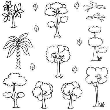 El çizmek ağaç Icon set Doodles