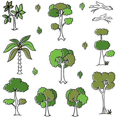Ağaç collection dizi doodle