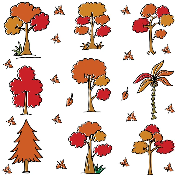 Coleção de estilo árvore em doodles — Vetor de Stock