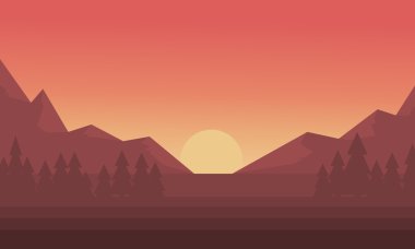 Silhouette dağ ve güneş gün batımı