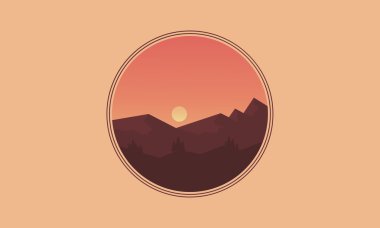 Simge manzara dağ siluetleri vektör