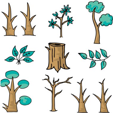 Tarzı ahşap ağaç Doodle