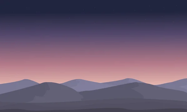 山の夜の風景のシルエットで — ストックベクタ
