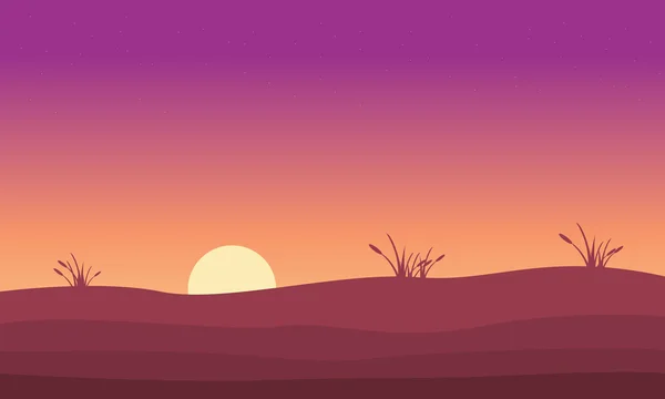 Al amanecer silueta paisaje colina — Vector de stock