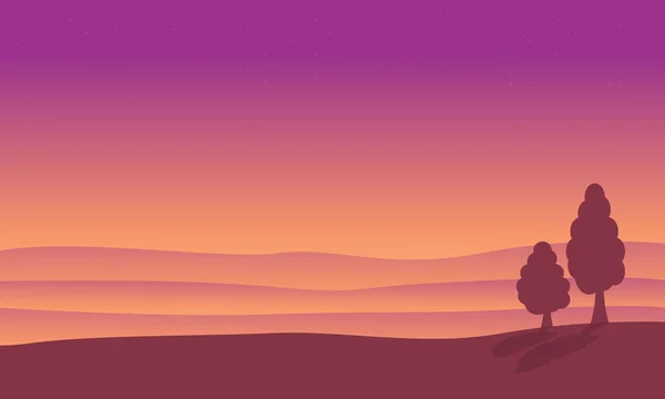 Al amanecer desierto paisaje de siluetas — Vector de stock