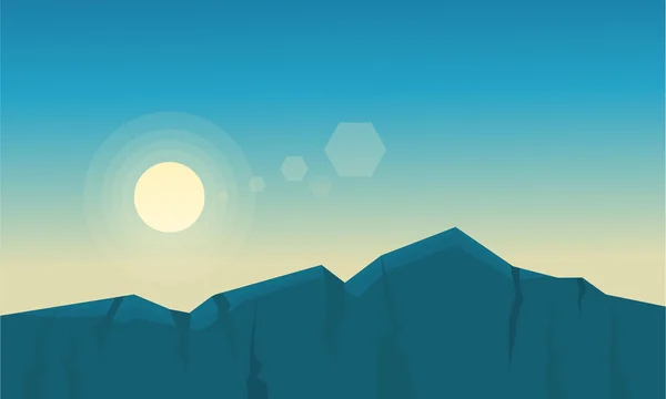 Silueta de acantilado y sol vector de paisaje ilustración — Vector de stock