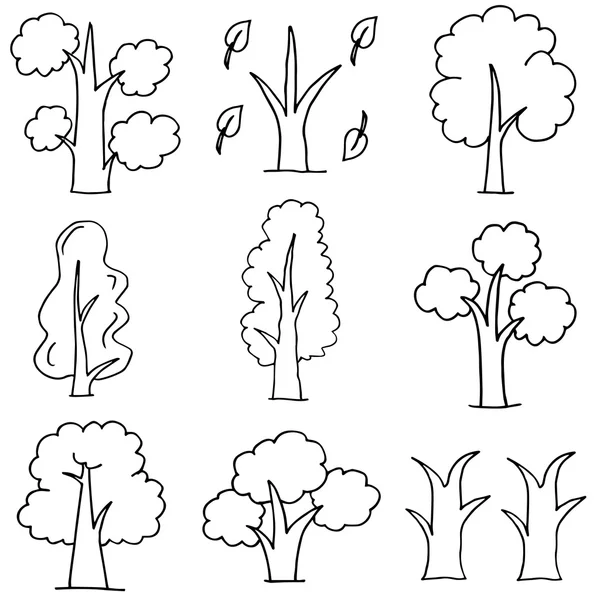Caniche d'arbre mis à la main dessiner — Image vectorielle