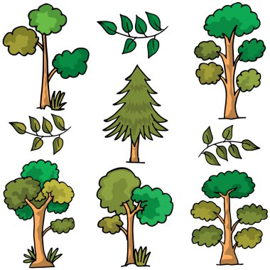 Ağaç topluluğu farklı karalamalar ayarla