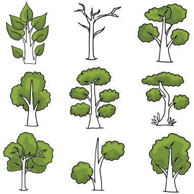 Süs ağaçları vektörünü doodle