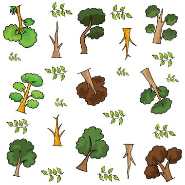 Ağaç ve yaprak karalamalar topluluğu