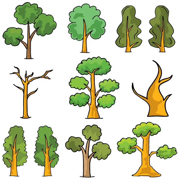 Çizgi film ağaç karalamalar ayarla