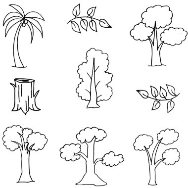 El çizmek ağaç karalamalar kümesi