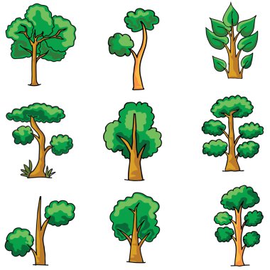 Ağaç üzerinde karalamalar vektör ayarla