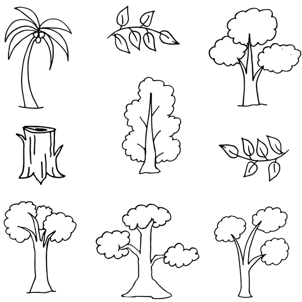 Ensemble de griffes d'arbre dessinées à la main — Image vectorielle