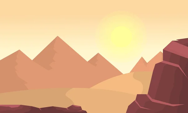 Silueta de munte și desert — Vector de stoc