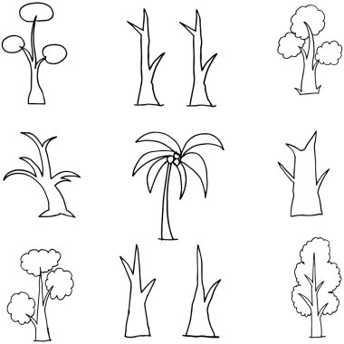 Ağaç topluluğu el çizmek ayarla