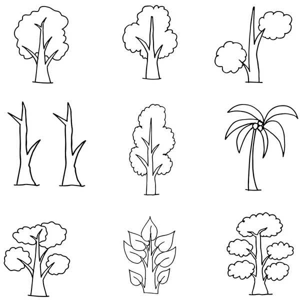 Caniche d'arbre dessin à la main unique — Image vectorielle