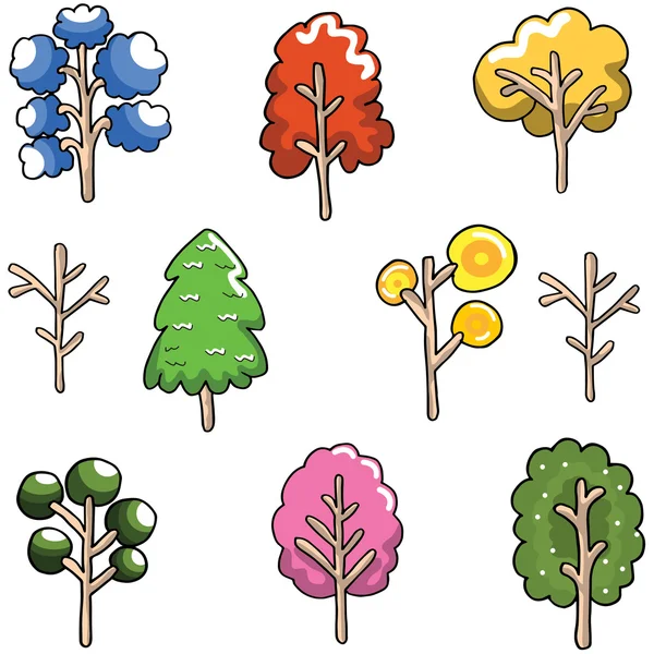 Doodle benzersiz ağaç koleksiyonu ayarla