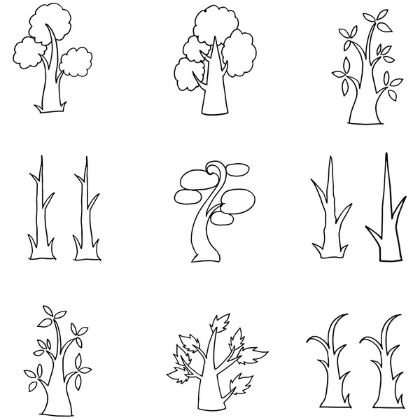 Wyjątkowego drzewa rysować ręka doodli — Wektor stockowy