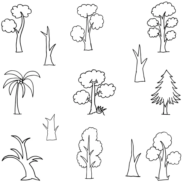 Arte vectorial de garabatos de dibujo a mano de árbol — Vector de stock