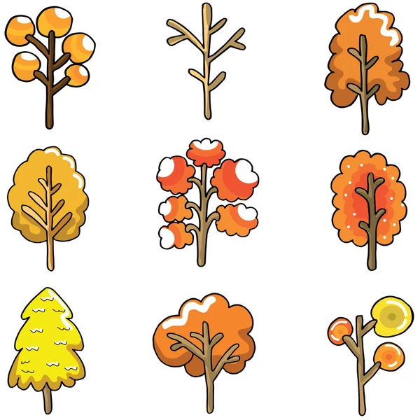 Doodle of autumn tree set — Stock Vector