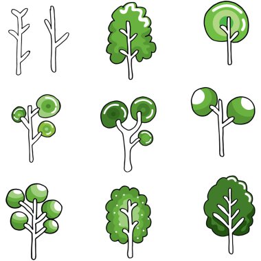 Çeşitli karalamalar ağacında yeşil