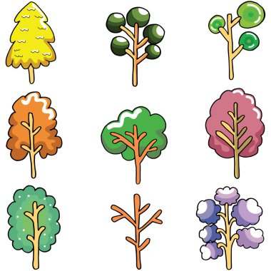 Benzersiz ağaç topluluğu doodle