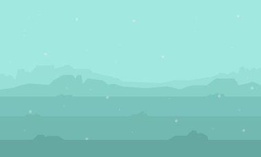 Silhouette hill ve kış ağaca