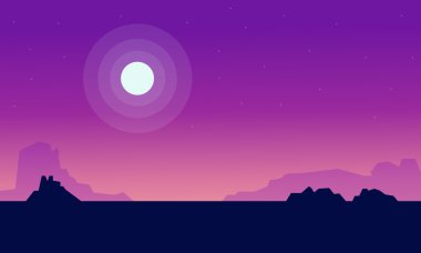 Ay manzara alanlarla silüeti