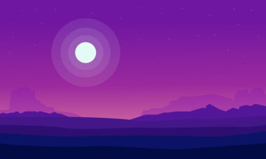 Gece alanları ve ay silueti