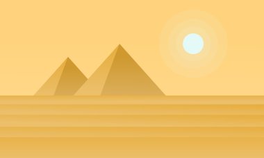 Piramit çölde silüeti