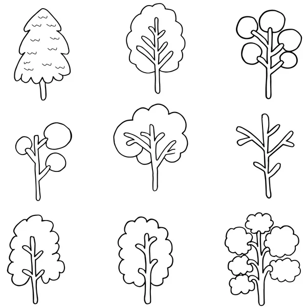 Colección de dibujo a mano de árbol — Vector de stock