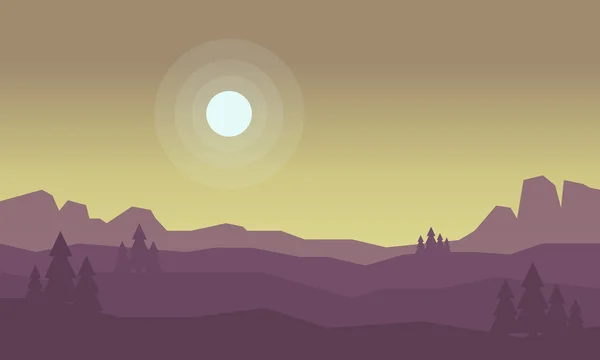 Silhouette de terrain et paysage d'épicéa — Image vectorielle