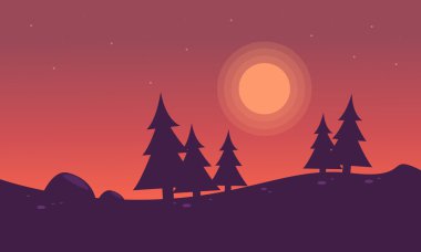 Ladin silüeti hills peyzaj