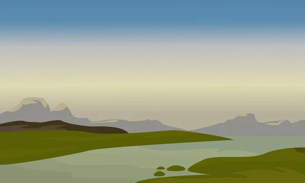 Silhouette du vecteur paysage fluvial — Image vectorielle