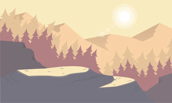 Silueta de montaña por la mañana — Vector de stock