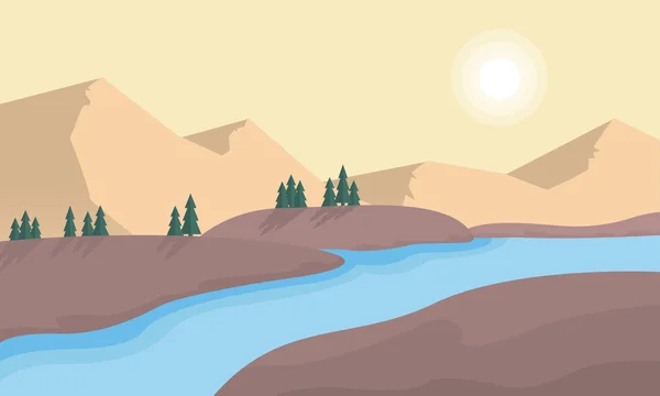 Mountain and river landscape vector — Stock Vector