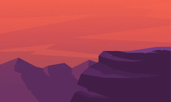 Silhouette der Klippe bei Sonnenuntergang Landschaft — Stockvektor