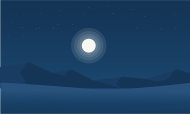 Dağ desert moon ile silüeti