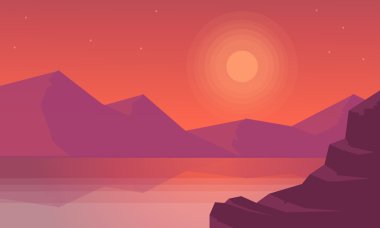 Siluetleri günbatımı moountain manzara