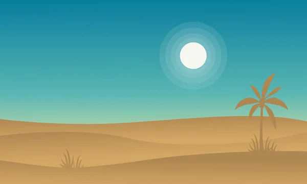 Silhouette von Wüste und Palmenlandschaft — Stockvektor