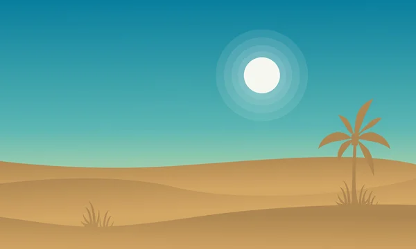 Silueta de desierto y paisaje de palmeras — Vector de stock