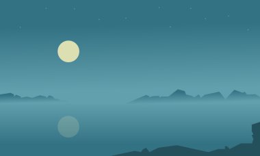 Gece vektör gölde silüeti