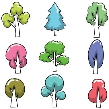 Ağaç çeşitli üzerinde karalamalar ayarla