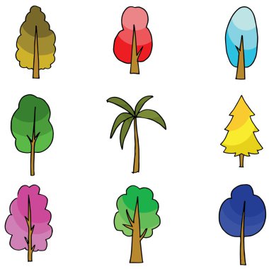 Düz ağacın çeşitli karalamalar vektör
