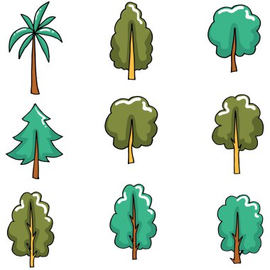 Vektör düz ağaç dizi doodle