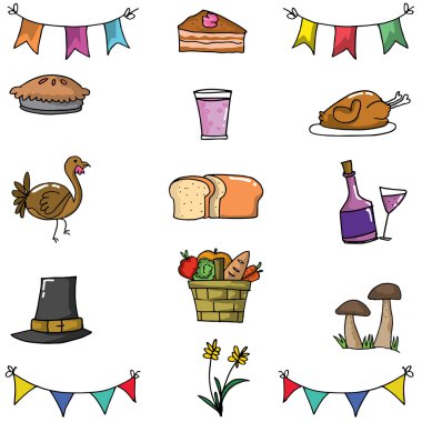 Doodle Şükran vektör sanat