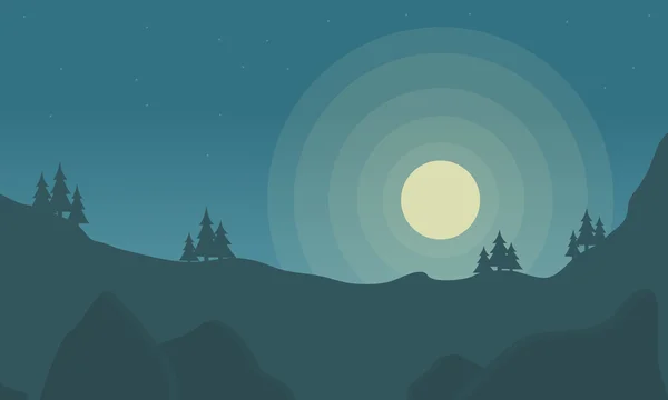 Silhouette aus Fels und Mond — Stockvektor